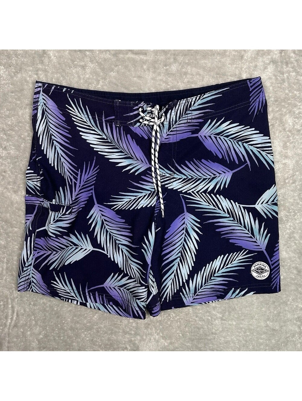 Panama Jack Men’s Size 34 Navy Tropical Palm Leaf Board Shorts Swim Trunks